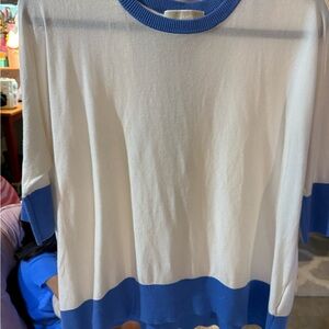 MICHAEL Michael Kors White and Blue Knit Top